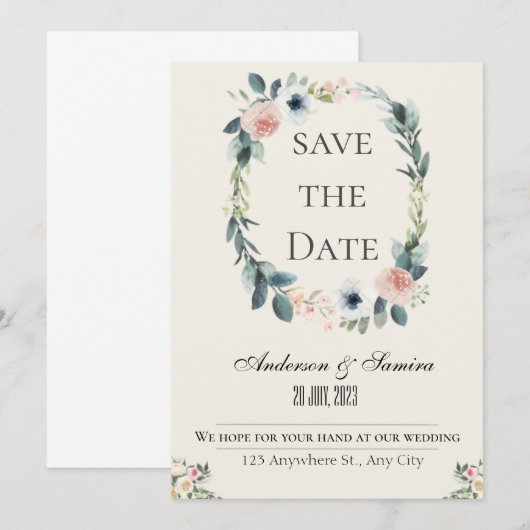 Elegante roestige trouwuitnodiging kaart (Voorkant / Achterkant)