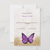 Elegante roestige vintage paarse gouden RSVP kaart (Voorkant)