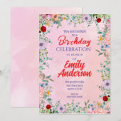 Elegante roestige wilde bloem kader verjaardag kaart (Voorkant / Achterkant)