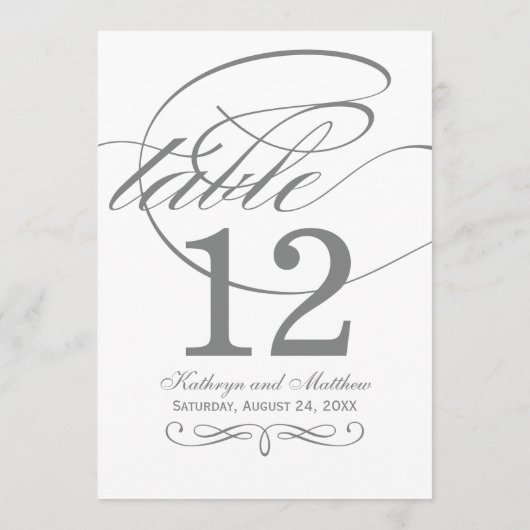 Elegante Roetkleurige Kalligrafie Huwelijk Tafelnu Kaart (Achterkant)