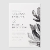 Elegante Rokerige Bloemen Zijtekst Zwarte Trouw Vellum Uitnodigingen (Voorkant)