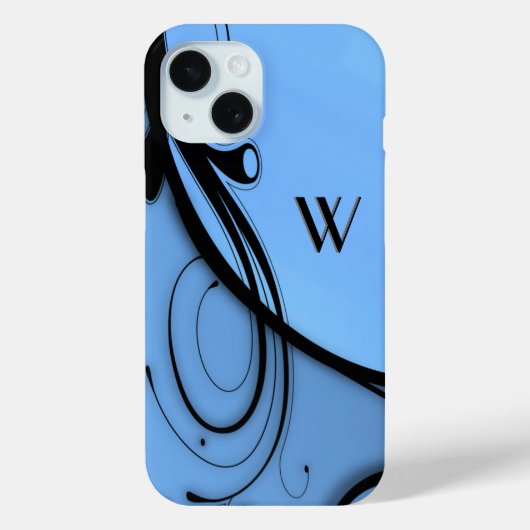 Elegante rol op blauwe monogram of initiaal Case-Mate iPhone case (Achterkant)