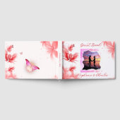 Elegante Romaanse Vlinder Roze Bloem Bloemen Foto Gastenboek (Volledig)