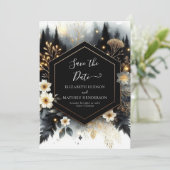 Elegante Romance betoverde bos bruiloft Save The Date (Staand voorkant)
