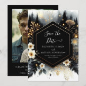 Elegante Romance betoverde bos bruiloft Save The Date (Voorkant / Achterkant)