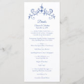 Elegante  Romance Blauw eten en Drinken Menu (Achterkant)