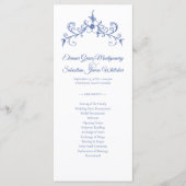 Elegante  Romance Blauwe bruiloft programma Kaart (Voorkant)