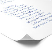 Elegante  Romance Blauwe bruiloft Zitting Grafiek Poster (Hoek)