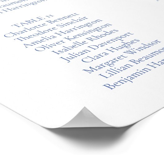 Elegante  Romance Blauwe bruiloft Zitting Grafiek Poster (Hoek)