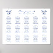 Elegante  Romance Blauwe bruiloft Zitting Grafiek Poster (Voorkant)