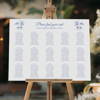 Elegante Romance Blauwe bruiloft Zitting Grafiek Poster