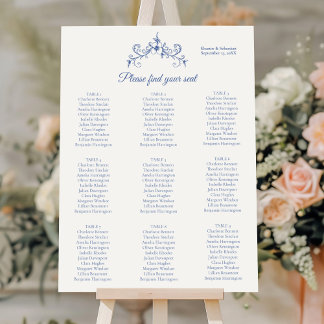 Elegante Romance Blauwe bruiloft Zitting Grafiek Poster