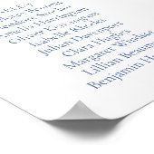 Elegante Romance Blauwe bruiloft Zitting Grafiek Poster (Hoek)