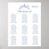 Elegante Romance Blauwe bruiloft Zitting Grafiek Poster (Voorkant)