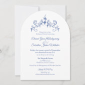 Elegante  Romance Blauwe Huwelijksrepetitie Kaart (Voorkant)