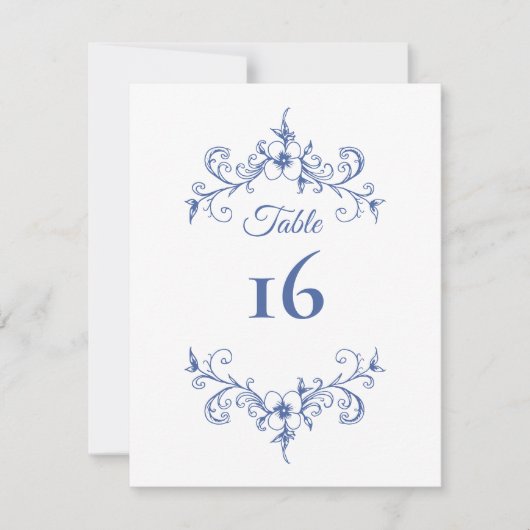 Elegante  Romance Blauwe Trouwtafel Nummer (Voorkant)