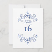 Elegante  Romance Blauwe Trouwtafel Nummer (Achterkant)