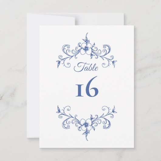 Elegante  Romance Blauwe Trouwtafel Nummer (Achterkant)