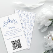 Elegante  Romance Blue QR Code Registry Informatiekaartje