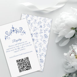 Elegante Romance Blue QR Code Registry Informatiekaartje
