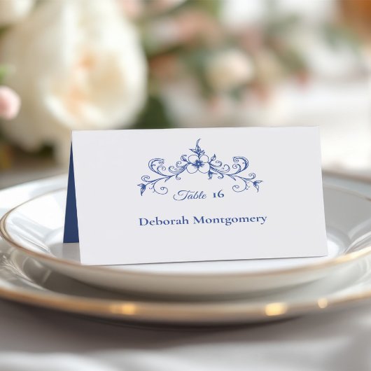 Elegante Romance Blue Wedding Place Card Kaart