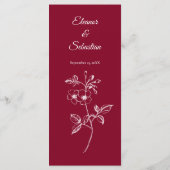 Elegante  Romance Bourgogne Wedding Menu (Achterkant)