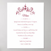 Elegante Romance Bourgogne Wedding Menu Poster (Voorkant)