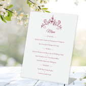 Elegante  Romance Bourgogne Wedding Menu Reclamebord Met Voetstuk