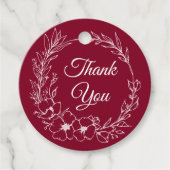 Elegante  Romance Bourgondië Floral Wedding Bedankjes Labels (Voorkant)