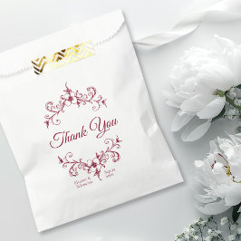 Elegante  Romance Bourgondië Floral Wedding Bedankzakje