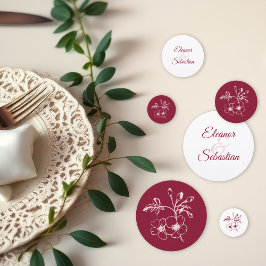 Elegante  Romance Bourgondië Floral Wedding Confetti