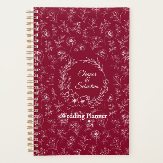 Elegante  Romance Bourgondië Floral Wedding Planner (Voorkant)