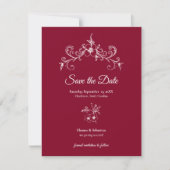 Elegante  Romance Bourgondië Floral Wedding Save The Date (Voorkant)