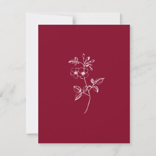 Elegante  Romance Bourgondië Floral Wedding Save The Date (Achterkant)
