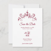 Elegante Romance Bourgondië Floral Wedding Save The Date (Voorkant)