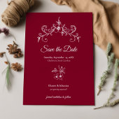 Elegante Romance Bourgondië Floral Wedding Save The Date