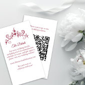 Elegante  Romance Bourgondië QR Code Huwelijk Informatiekaartje