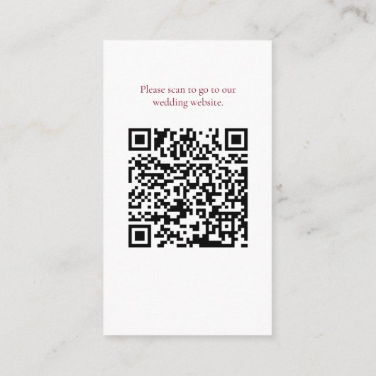 Elegante  Romance Bourgondië QR Code Huwelijk Informatiekaartje (Achterkant)