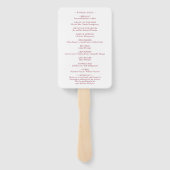 Elegante  Romance Bourgondische bruiloft programma Handwaaier (Achterkant)