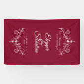 Elegante Romance Bourgondische bruiloft Welkom Spandoek (Horizontaal)