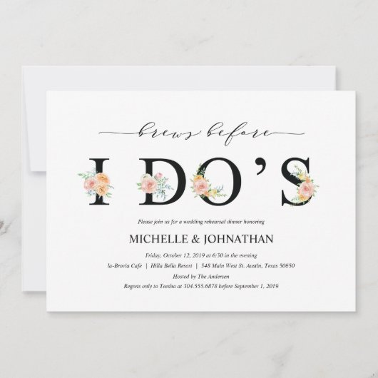 Elegante Romance bruiloft repetitie Dinner Invites Kaart (Voorkant)