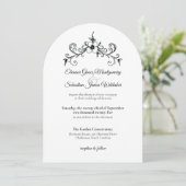 Elegante  Romance Charcoal Black Wedding Kaart (Staand voorkant)