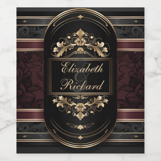 Elegante Romance  Demask Celebration Wijn Etiket (Enkel label)