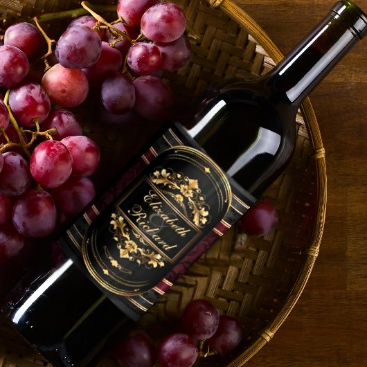 Elegante Romance Demask Celebration Wijn Etiket