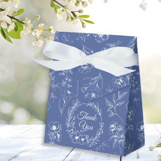 Elegante  Romance Dusty Blue Floral Wedding Bedankdoosjes