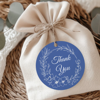 Elegante Romance Dusty Blue Floral Wedding Bedankjes Labels