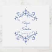Elegante  Romance Dusty Blue Floral Wedding Bier Etiket (Enkel label)