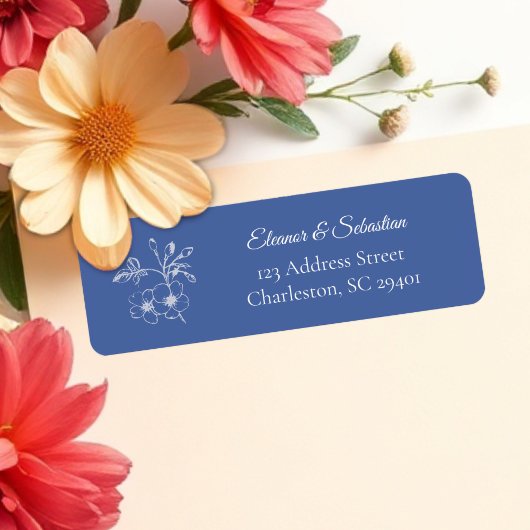 Elegante  Romance Dusty Blue Floral Wedding Etiket
