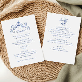 Elegante Romance Dusty Blue Floral Wedding Informatiekaartje