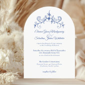 Elegante  Romance Dusty Blue Floral Wedding Kaart